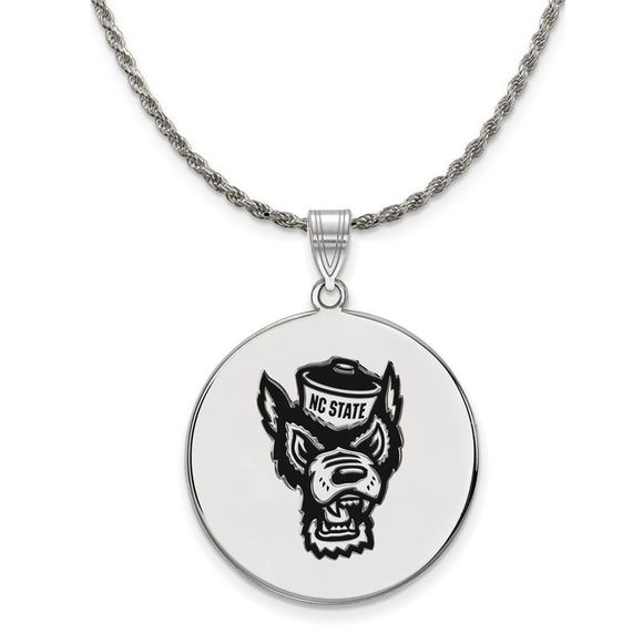 Sterling Silver North Carolina XL Enamel Disc Necklace - 18...